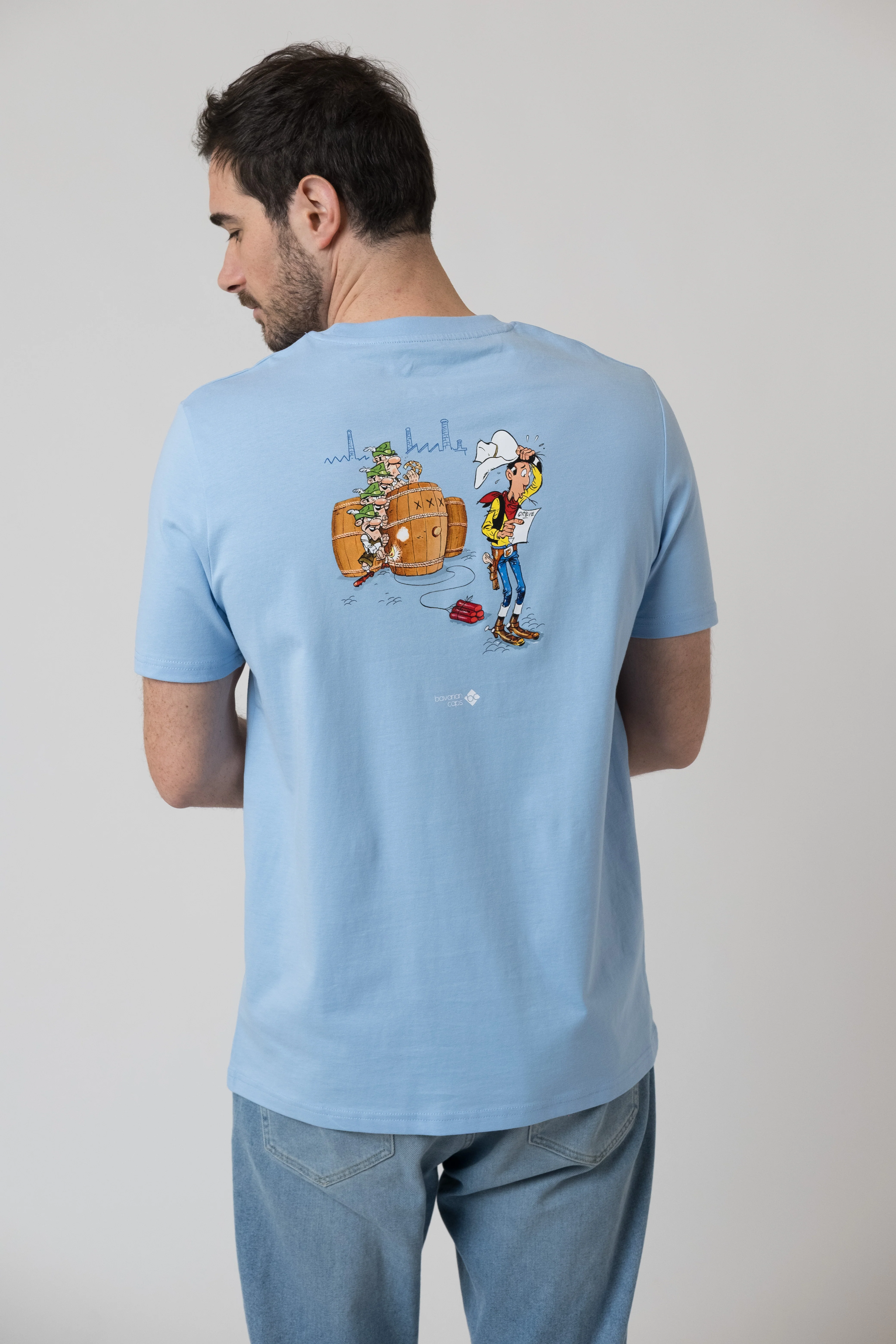 T-Shirt "Lucky Luke: Bierfässer" - hellblau - Image 5